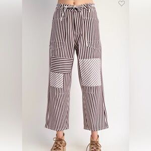 Easel Black & White Striped Twill Pants